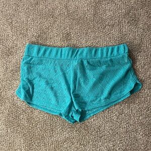 Teal Lace Swim Coverup Shorts